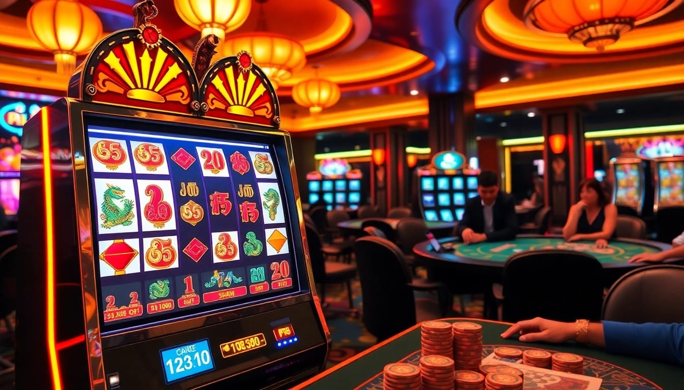 Experience excitement playing the Lucky 88 slot machine in a vibrant casino atmosphere.