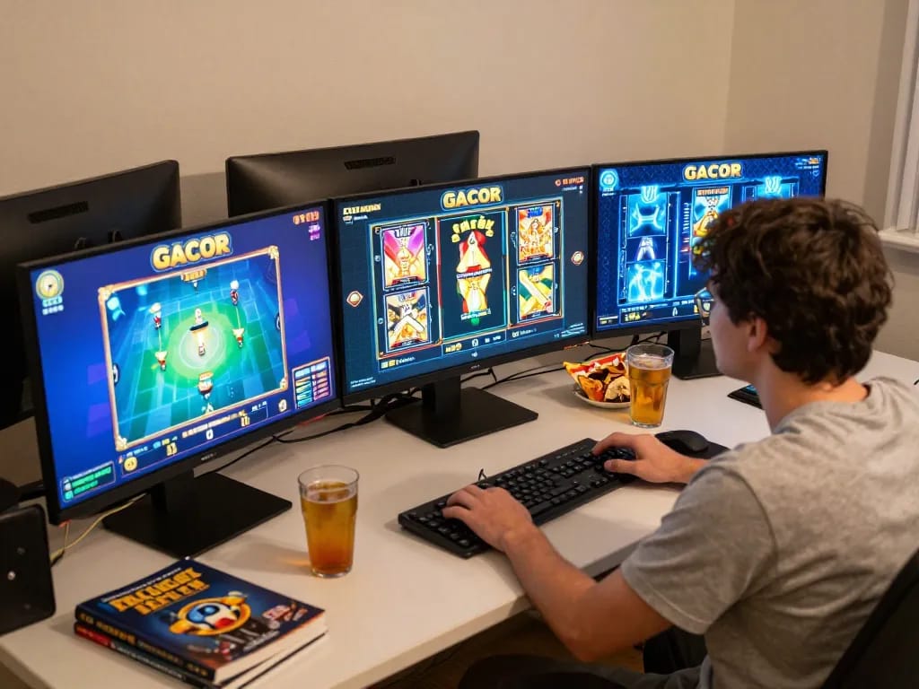 Nikmati permainan Slot Gacor yang mendebarkan pada pengaturan permainan online yang dinamis dengan layar yang cerah.
