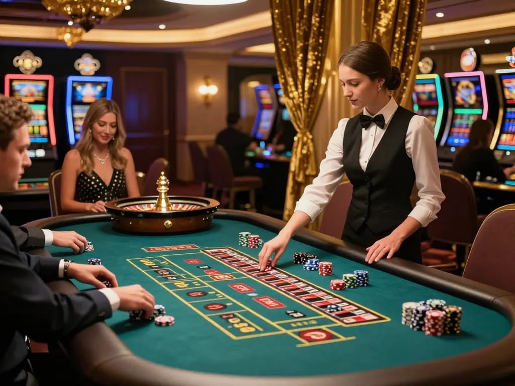 Dynamic roulette action at FIVE88 casino with players strategically betting.
