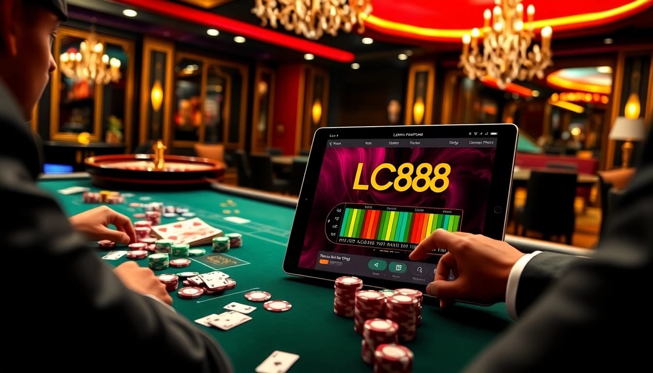 Experience the thrill of Lc88 vin with players winning at a luxurious online gambling table.