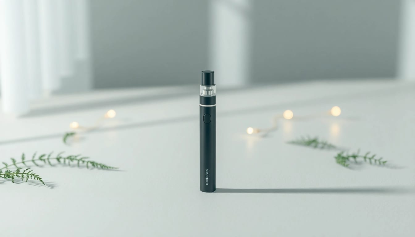 Buy DMT with a sleek vape pen showcased elegantly in a tranquil setting.