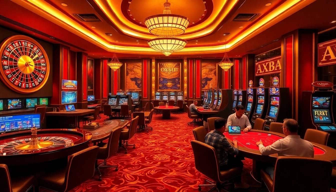 Engaging players enjoying OXBET's thrilling casino atmosphere with vibrant games.