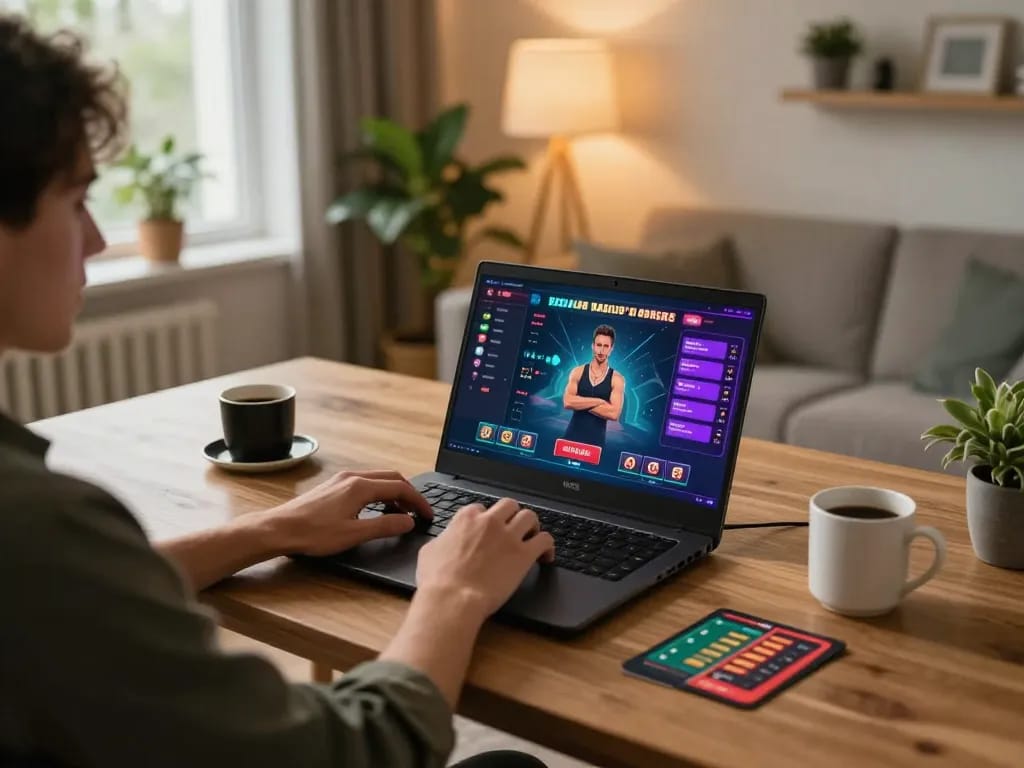 Explore tg88com online gaming with vibrant interface, cozy home setup for enjoyable play.