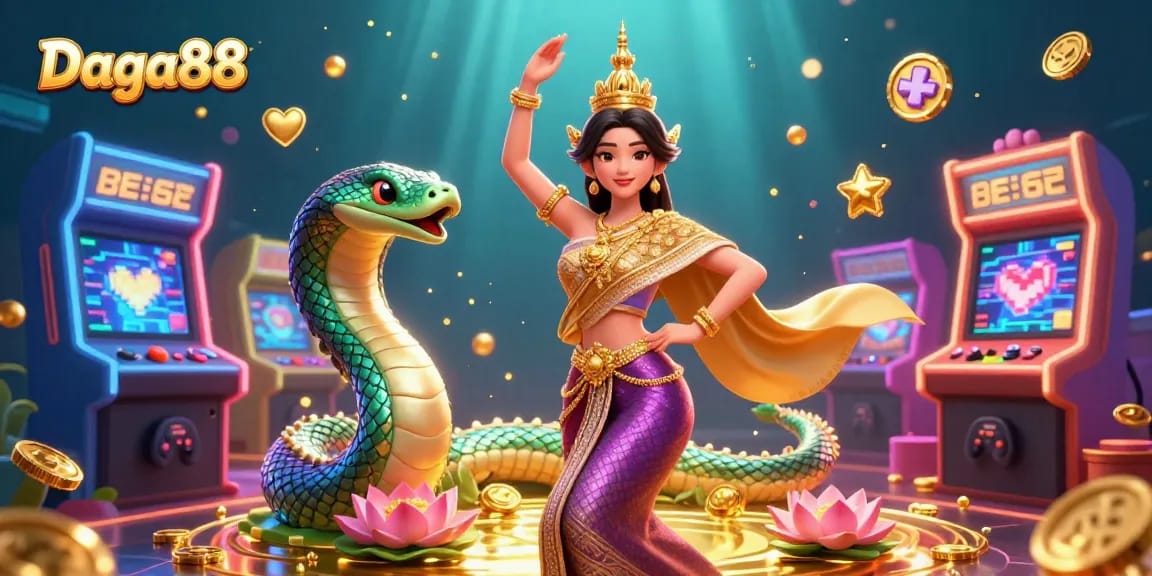 Daga88 showcases an engaging casino scene with traditional Thai dancers and gaming elements.