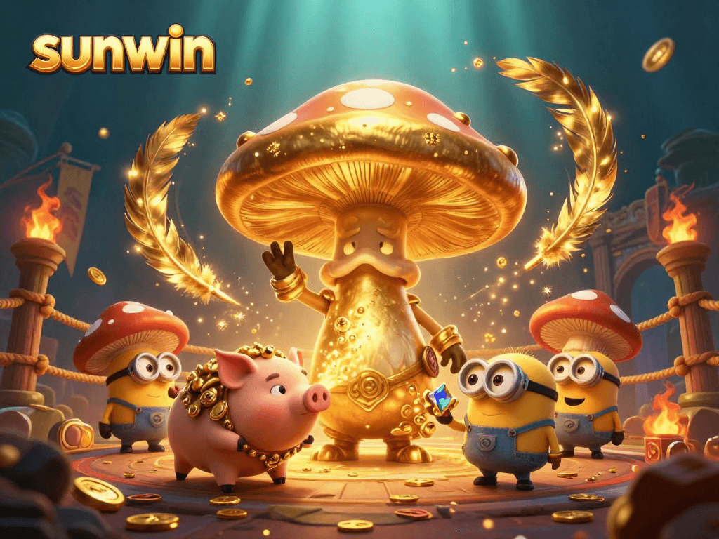 Win big with sunwin as a magical mushroom wizard unleashes treasure in a vibrant casino.