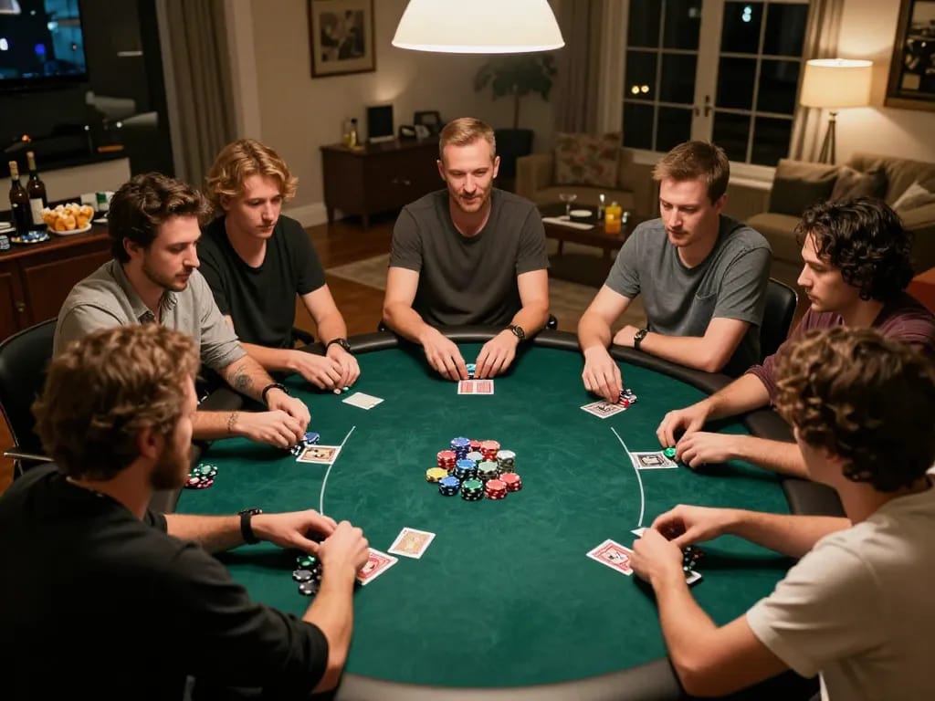 Engage in a thrilling live poker game night at home with friends on the DW8 platform.