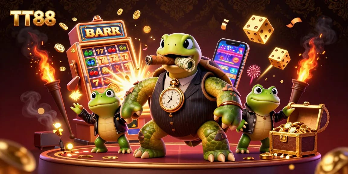 Experience thrilling gameplay and jackpots at TT88 with an exciting 3D casino scene.