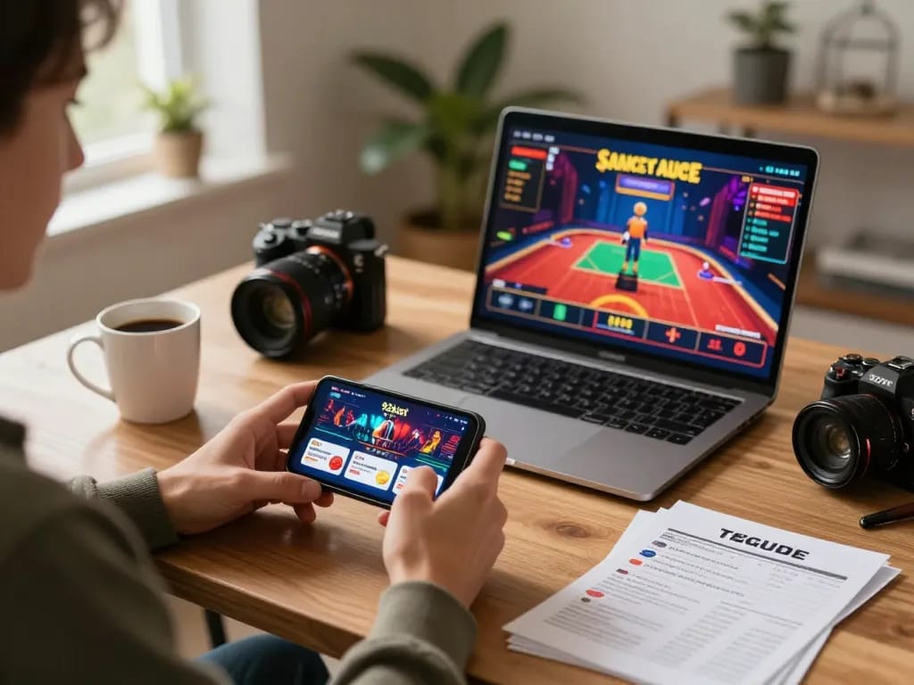 Play exciting games on the 92slot app, capturing a player immersed in online gambling action.