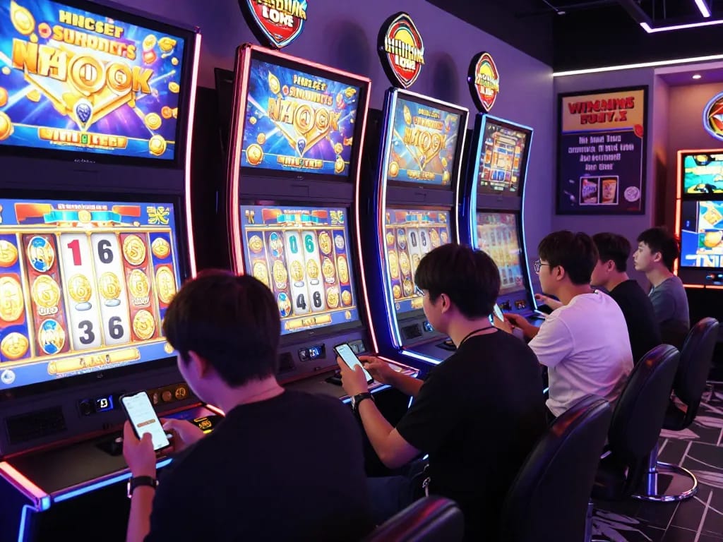 Nổ Hũ game players celebrating big wins in a vibrant online gaming environment.