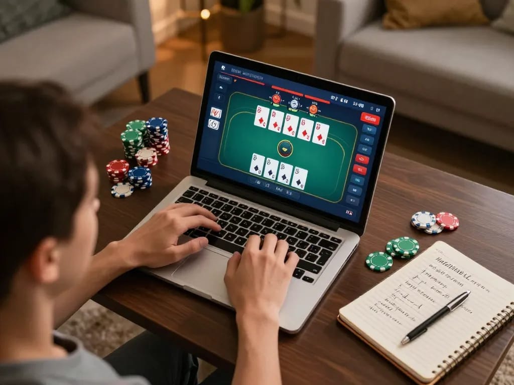 Engaging in a strategy-filled session on 58Win, showcasing an online poker interface.