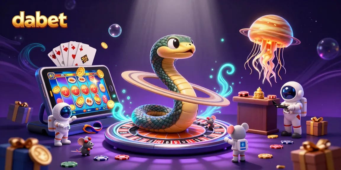 Experience the thrill of dabet's gaming universe with a dynamic cosmic casino scene.