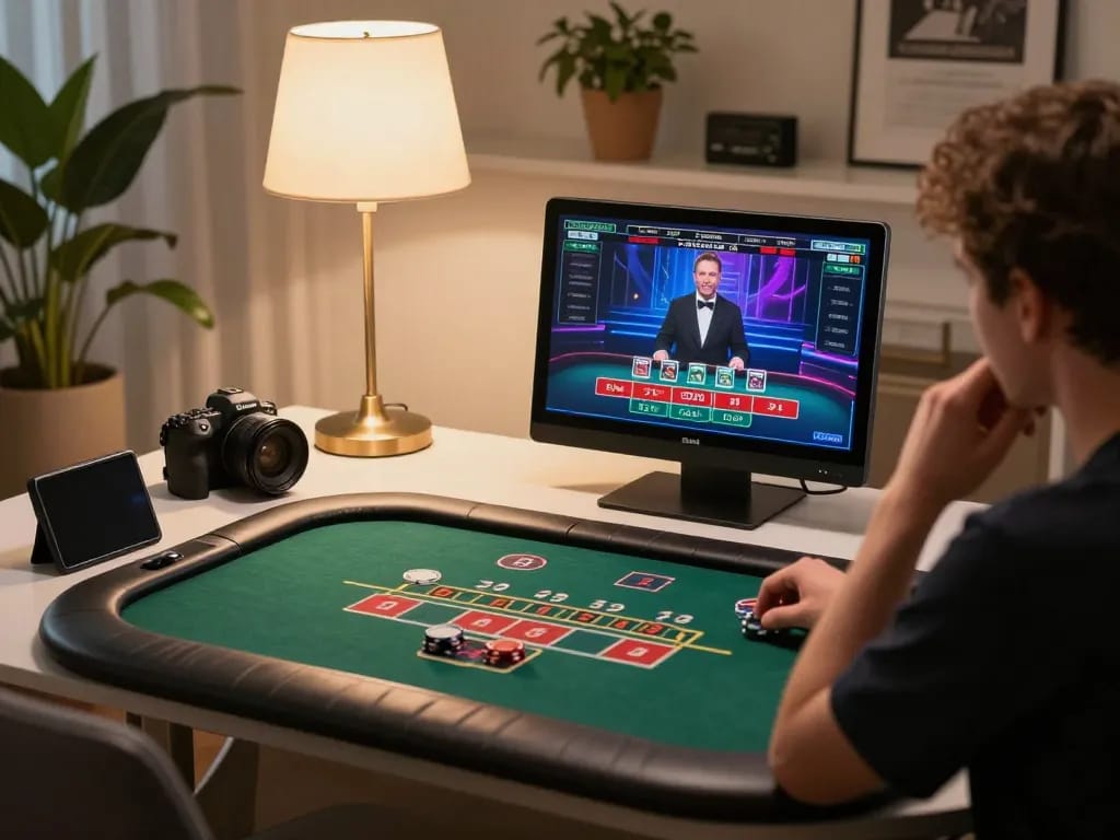 98win player placing strategic bets during live blackjack on a tablet at home