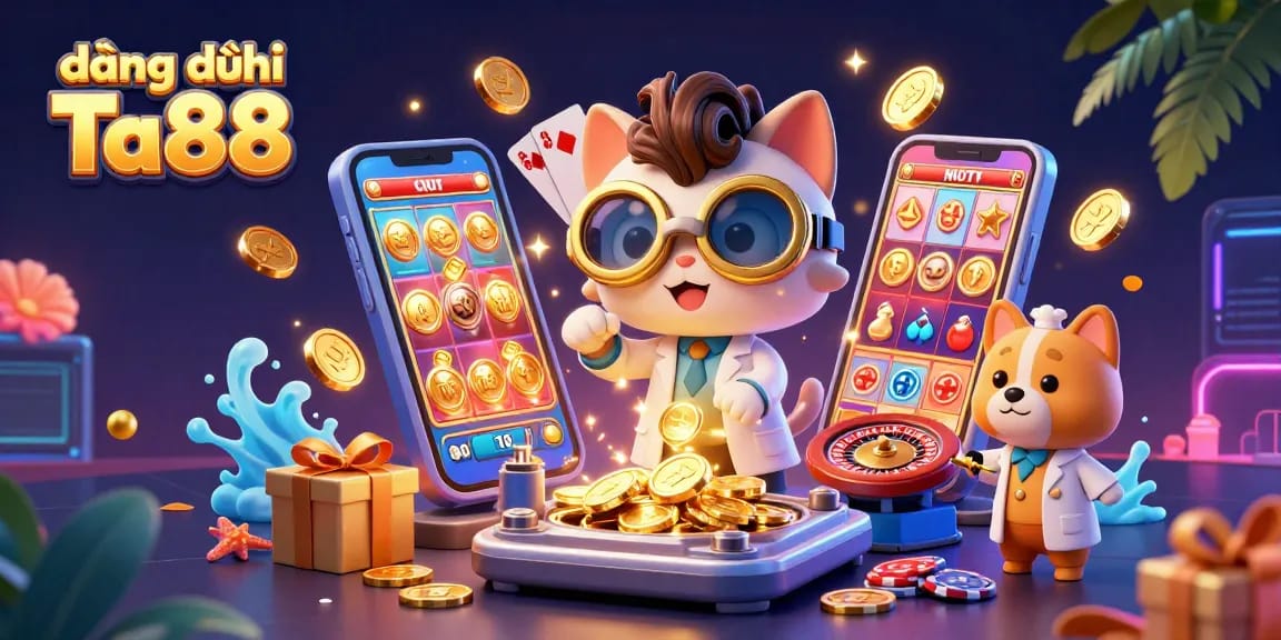 Play exciting games and register at đăng ký Ta88 with vibrant casino-themed illustration.