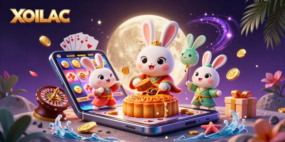 Engage with XOILAC's thrilling gaming world through this vibrant 3D illustration featuring luck and fortune.