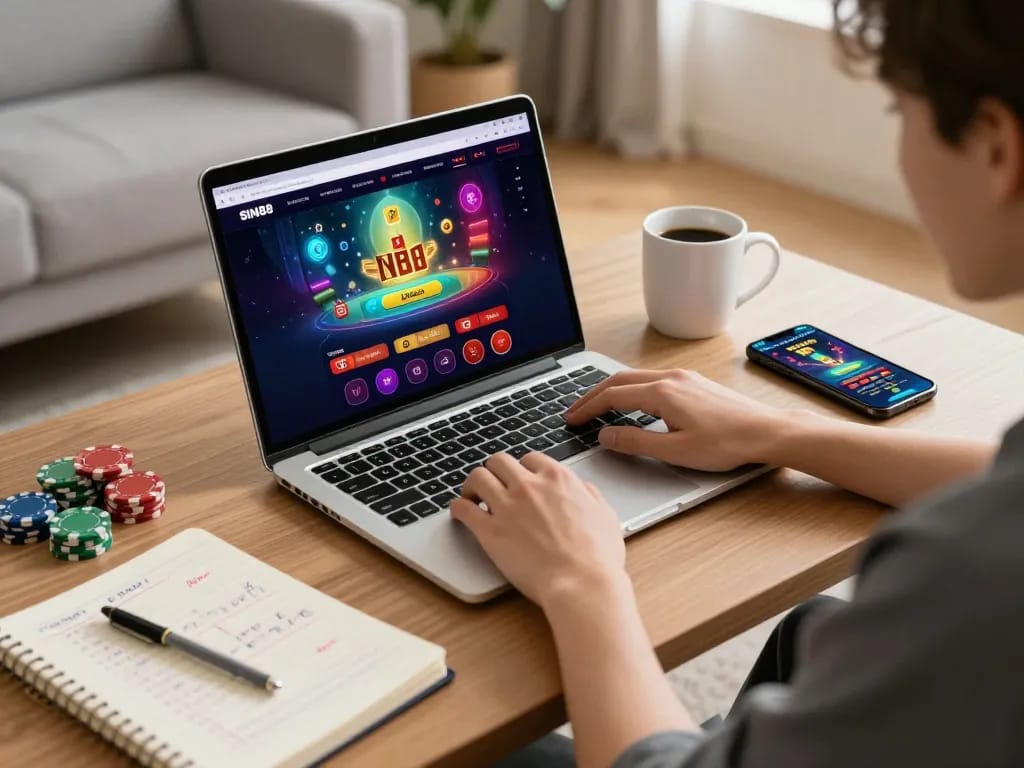 SIN88 online gaming session showcasing strategy and excitement in a cozy home environment
