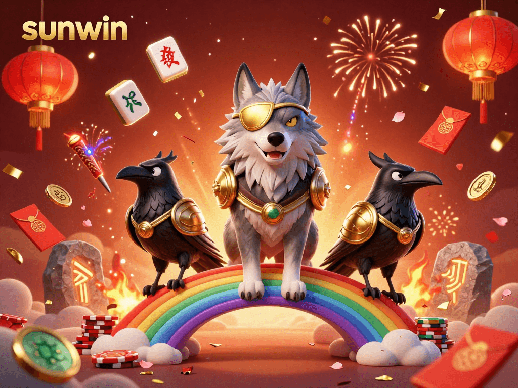Experience the excitement at sunwin with a vibrant casino-themed fantasy featuring Odin and his ravens.