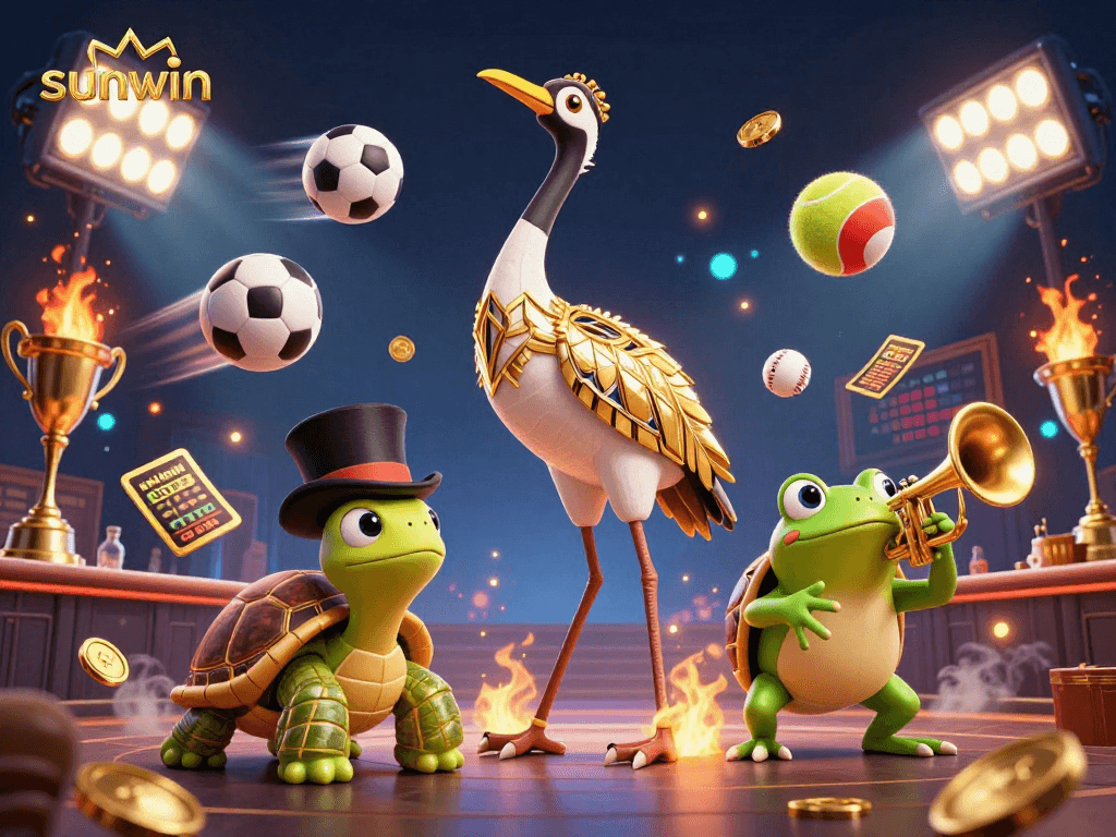 Experience thrilling sports betting with sunwin's vibrant 3D casino illustration, captivating gamers at every turn.