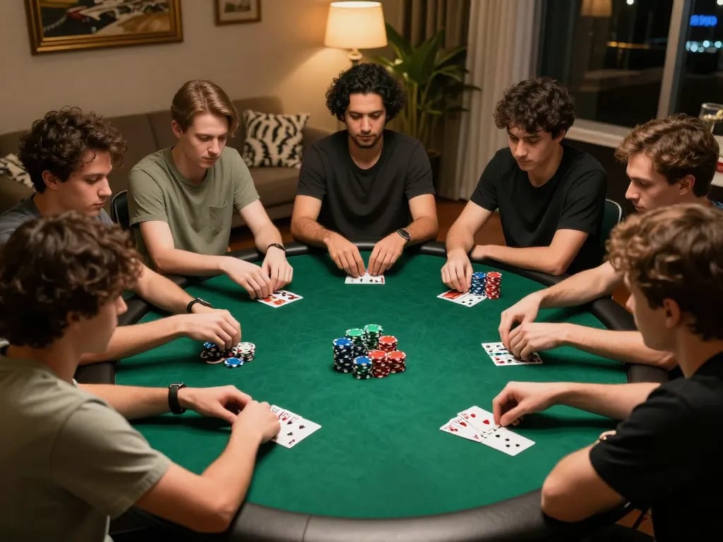 BONG88 players engaged in a thrilling poker game, showcasing strategy and excitement.
