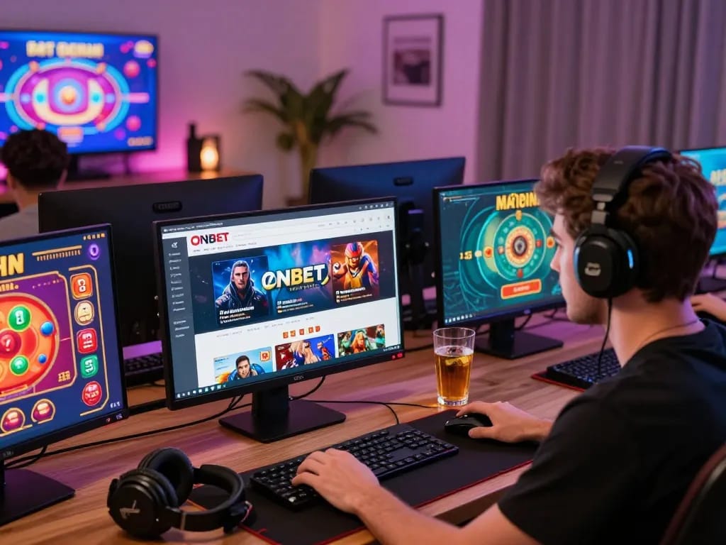 Player choosing games on Onbet platform, link vào onbet for exciting online gaming experience.