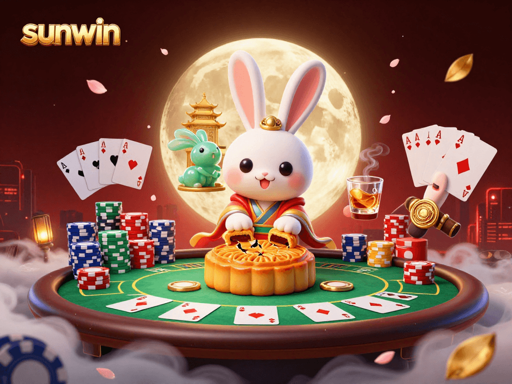 Play poker and win exciting prizes with sunwin in this enchanting lunar illustration.