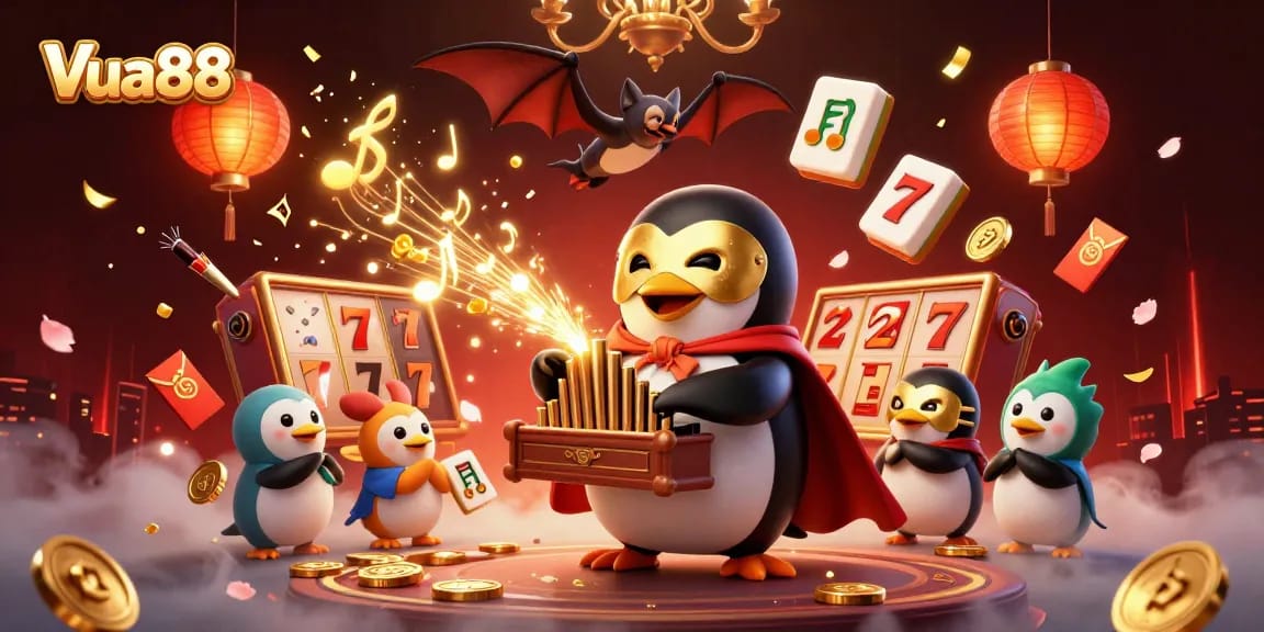 Experience Vua88's thrilling slot adventures featuring a vibrant 3D scene of excitement and riches.