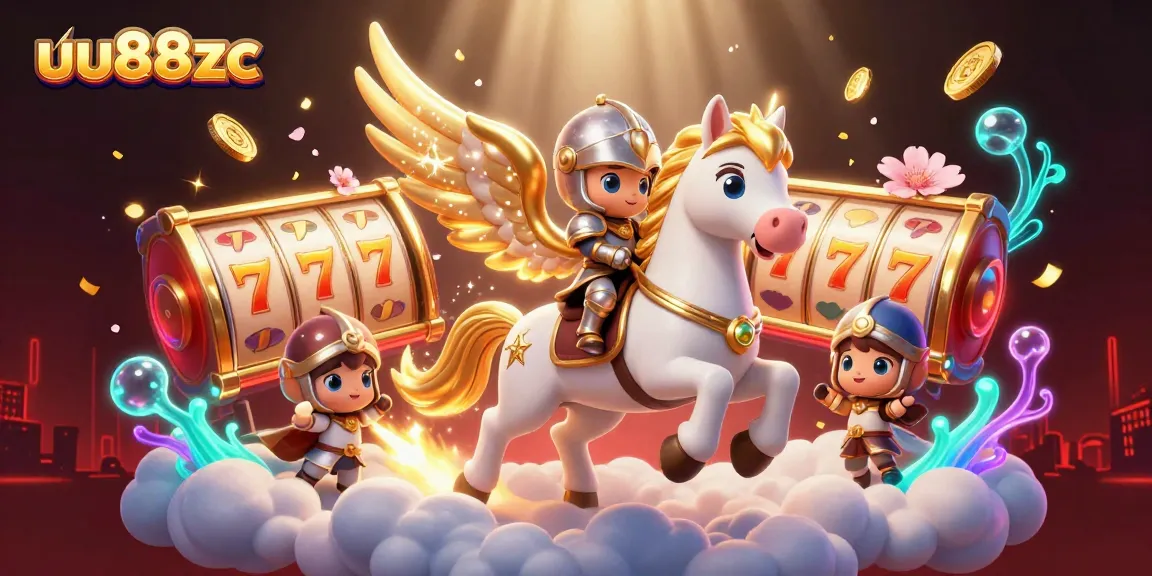 Experience thrilling opportunities at uu88zc with a fantasy-inspired casino illustration featuring vibrant slots and cheerful characters.