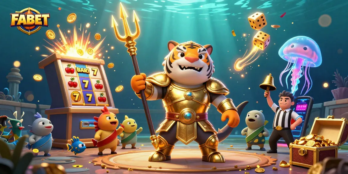 Experience the thrilling FABET underwater casino with vibrant 3D characters and dynamic jackpot symbols.