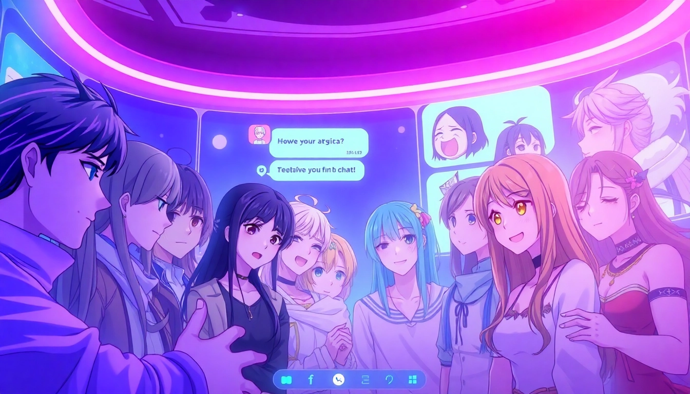 Experience vibrant hentai ai chat with diverse anime characters in an interactive digital interface.