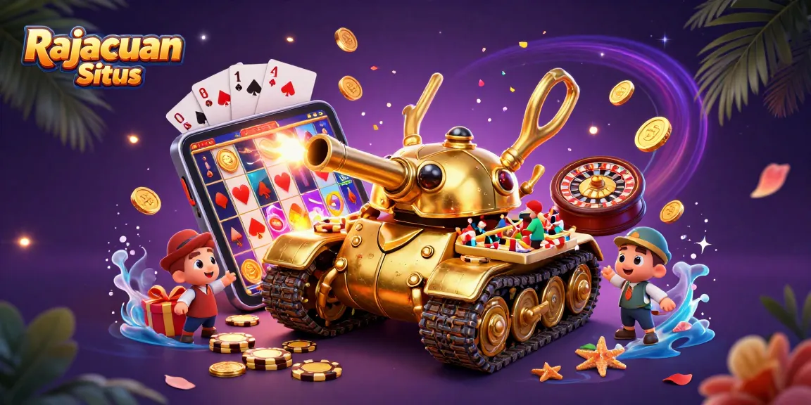 Rajacuan Situs menyajikan pengalaman kasino dengan desain kasino mini di dalam tank emas.