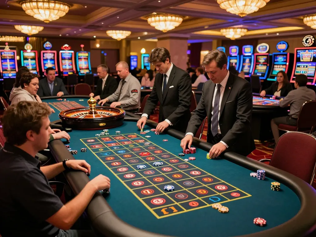 GA88 players placing bets at an exciting roulette table with vibrant atmosphere