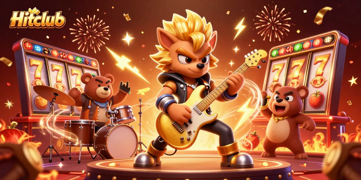Hitclub offers thrilling slot action with a vibrant 3D casino scene alive with excitement and colorful characters.