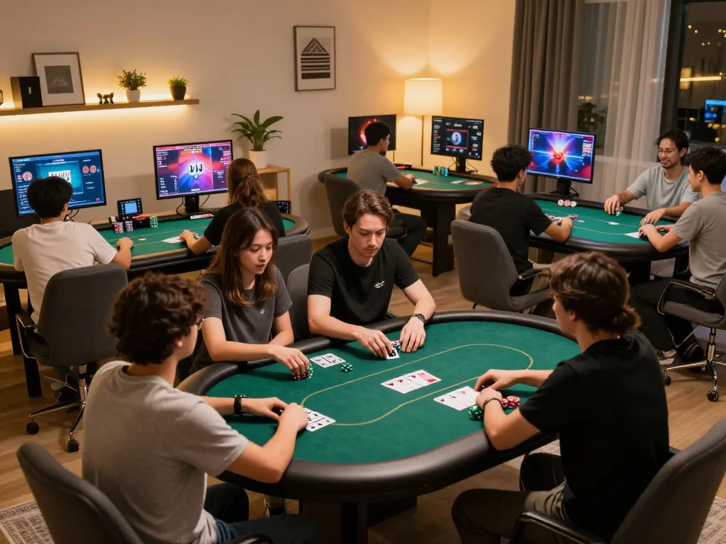 DABET poker players compete in an exciting online gaming environment, showcasing strategy and skill.