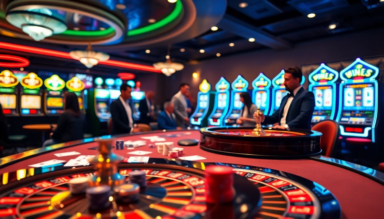 FIVE88 casino table showcasing an exciting atmosphere with roulette, cards, and poker chips.