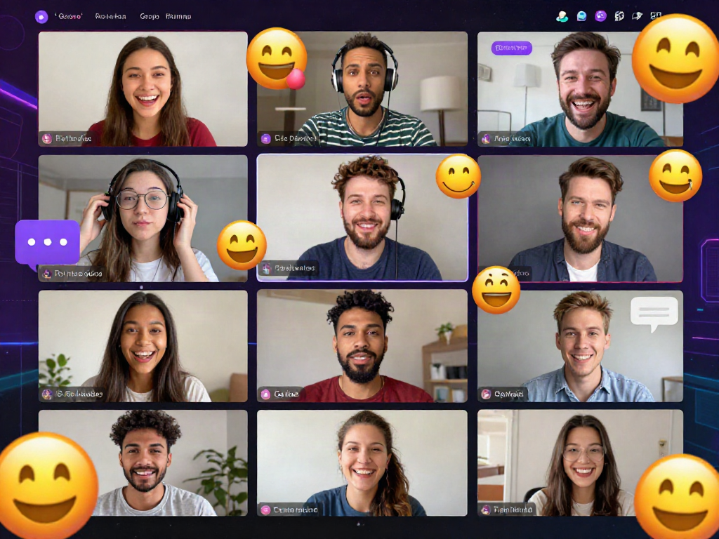 Vibrant virtual chat room showcasing engaging porn chat AI interactions with diverse avatars.