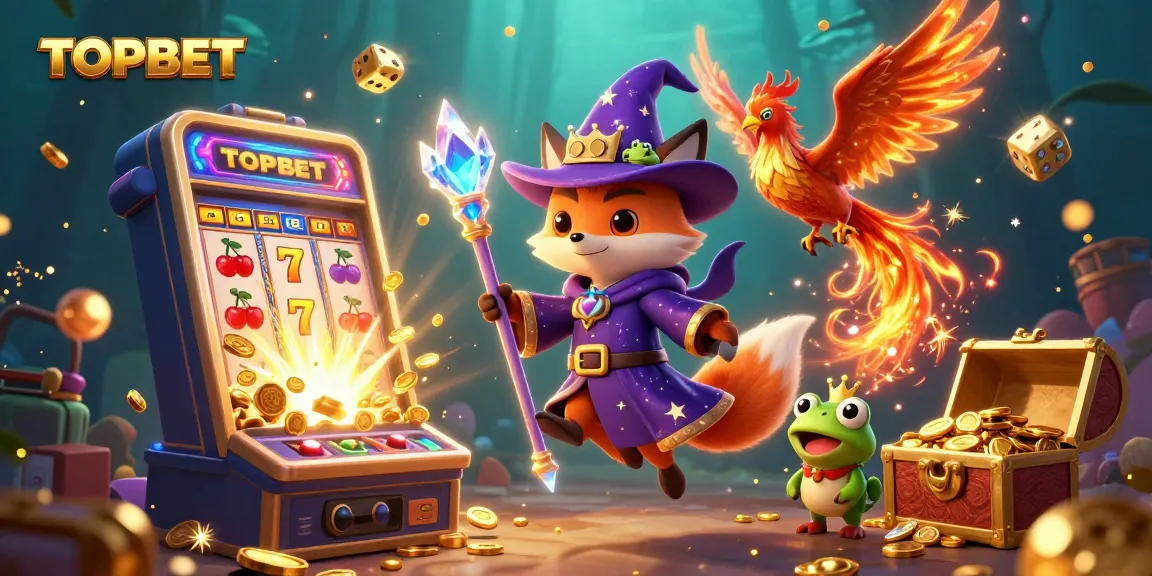 Engage with TOPBET's thrilling jackpot experience with mystical characters and vibrant casino elements.