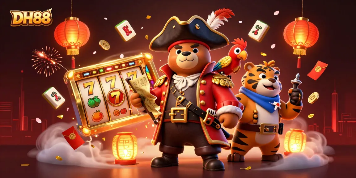 Spin the jackpot reels at DH88 with pirate characters in an exciting casino scene.