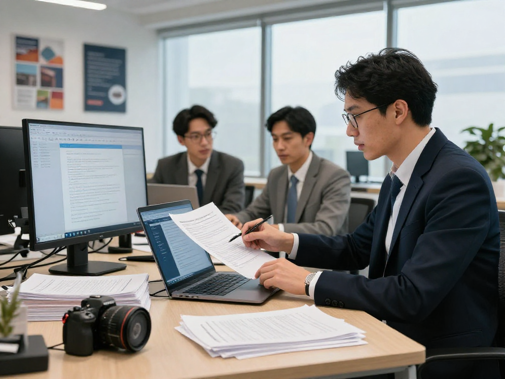 Document fraud detection tool being used in a bright office setting for secure analysis.
