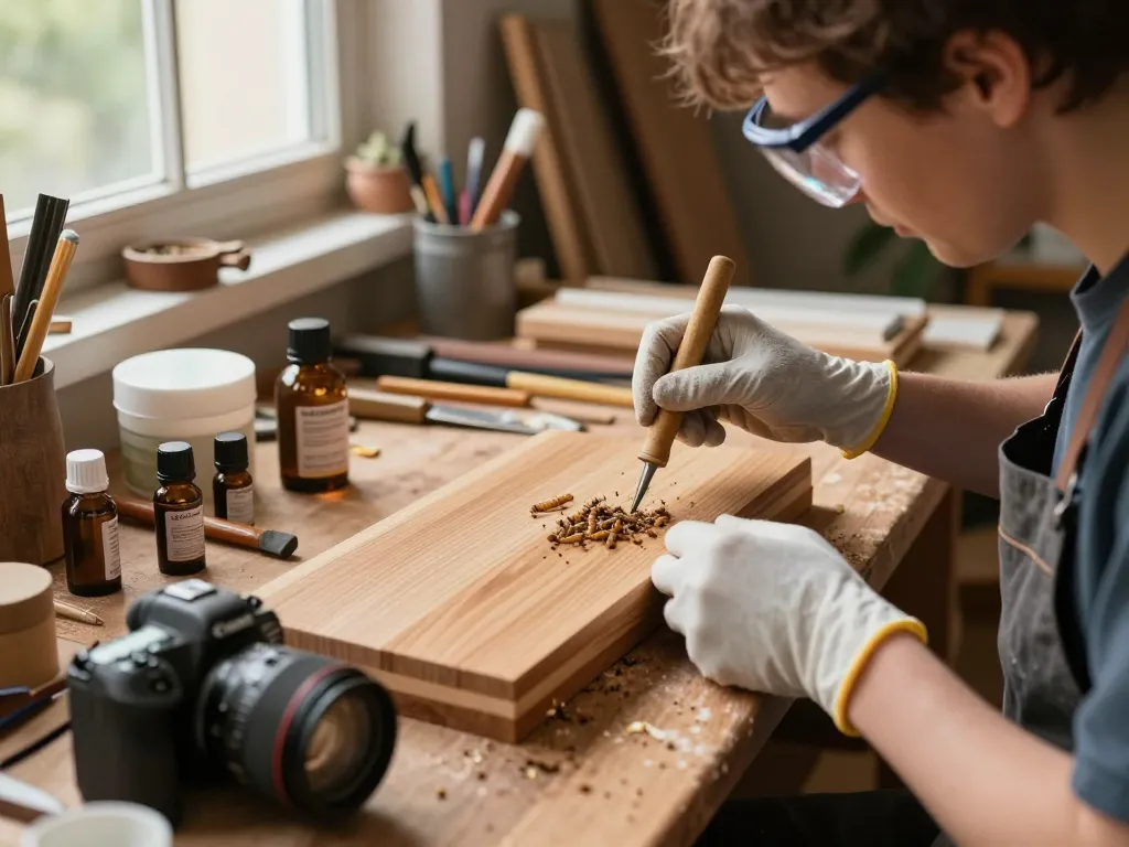 Utilizzare rimedi naturali per eliminare tarli dai mobili in legno in un laboratorio fai-da-te