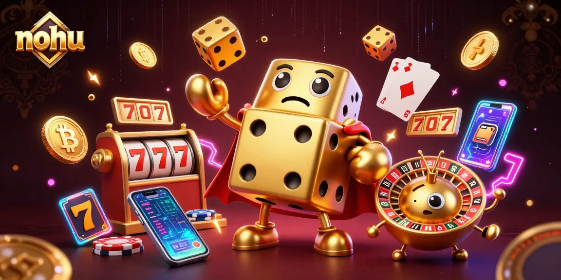 Nohu gamblers celebrating their big wins with dazzling slot games and glowing cryptocurrency coins
