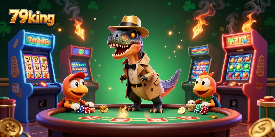 Experience the thrilling excitement of 79king with a velociraptor card counter at the blackjack table.