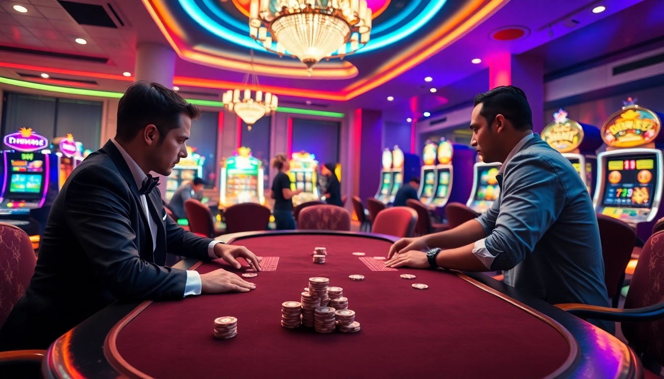 Experience the excitement of free credit live22 as players engage in thrilling casino games, celebrating wins and enjoying vibrant visuals.