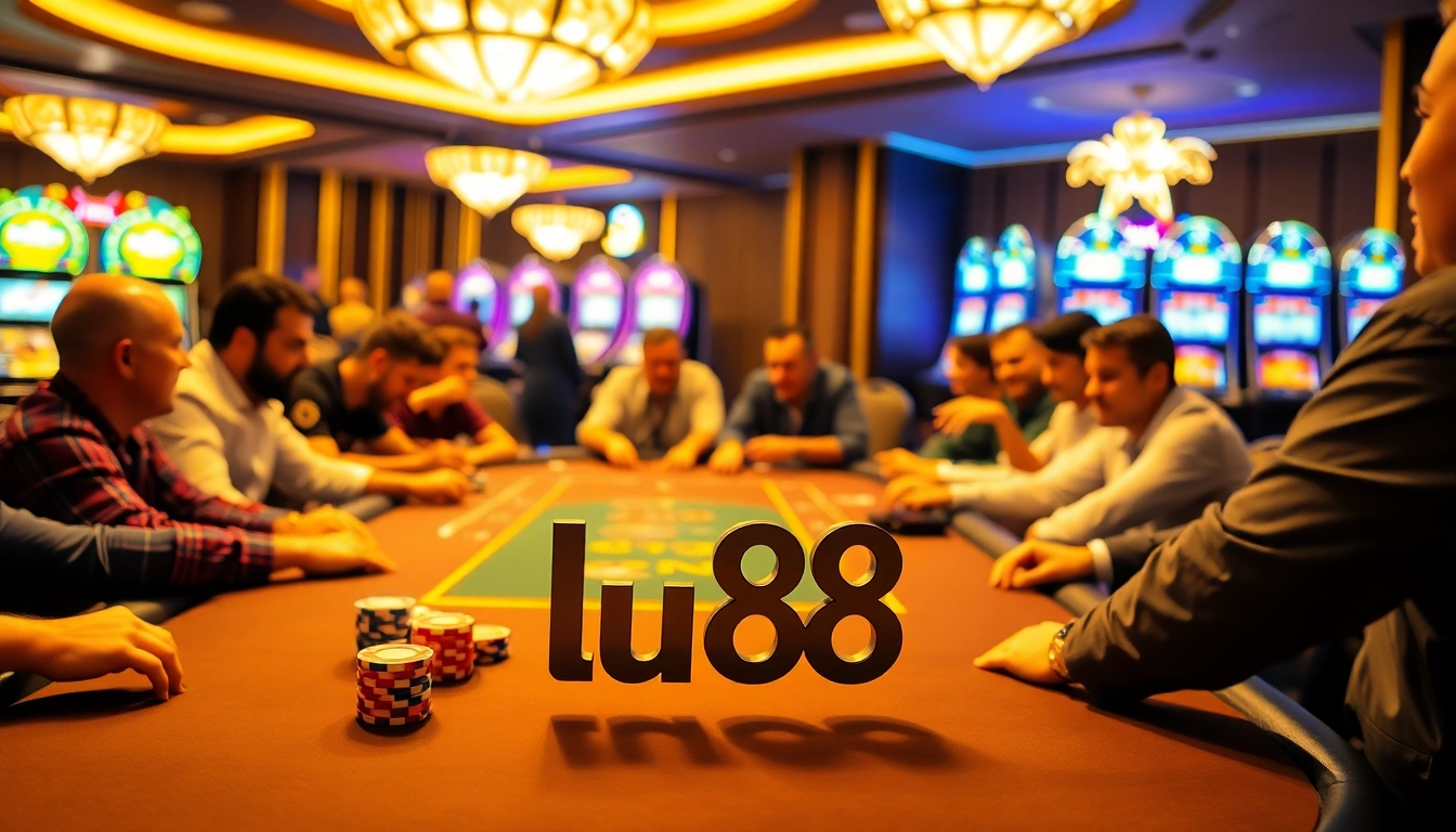 Exciting gameplay at lu88 casino with vibrant poker action and colorful chips.