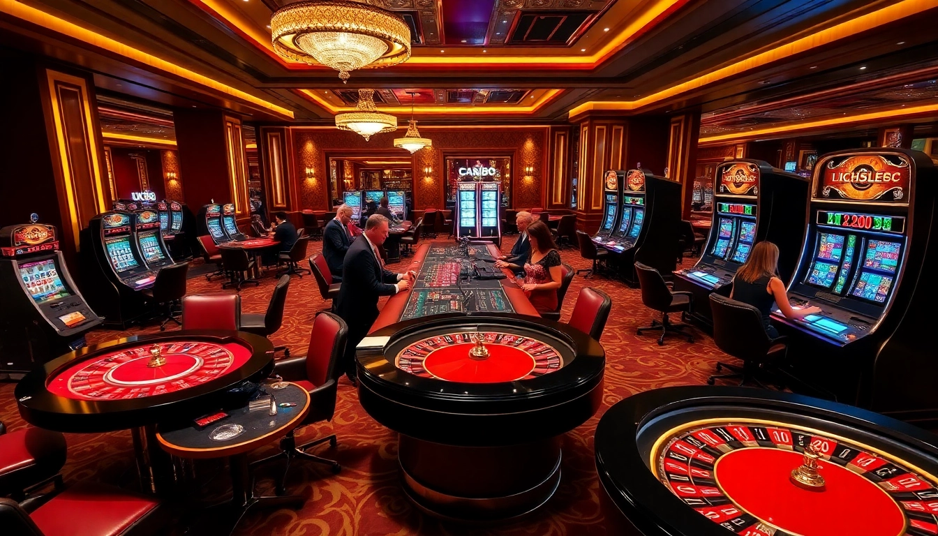 Players enjoying a thrilling gaming experience at UK88's luxurious casino tables.