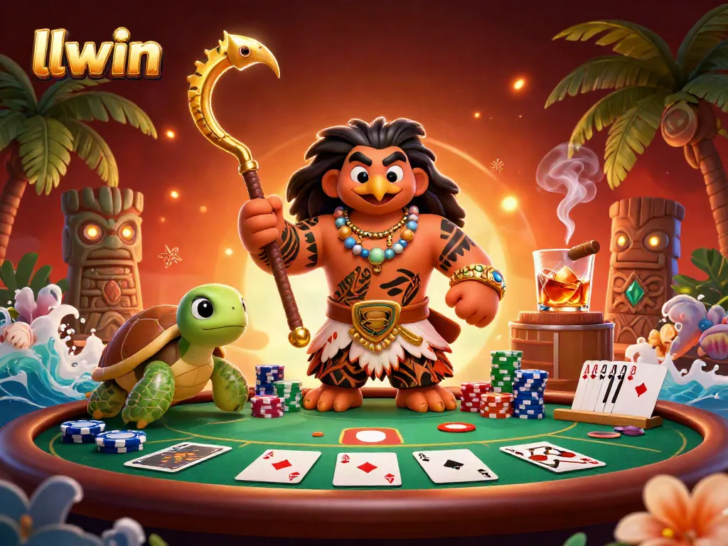 llwin showcases a vibrant casino scene with a hawk demigod and poker elements for an engaging gaming experience
