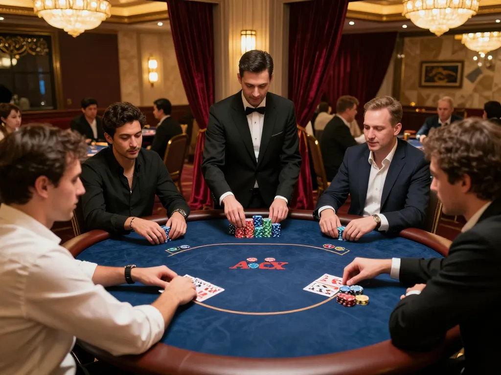 VK88 players engaged in high-stakes poker action at a luxurious casino table