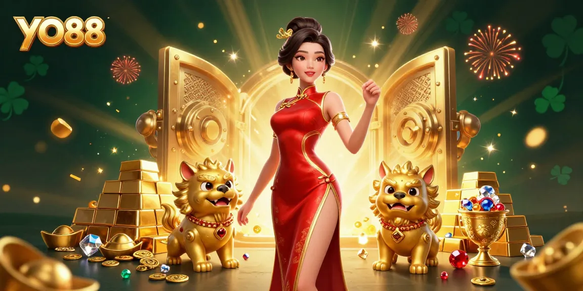 Experience YO88 with thrilling gameplay featuring dazzling treasures and an elegant character.