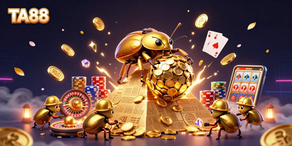Engage with TA88 and experience the thrill of gold coins cascading in a vibrant casino scene.