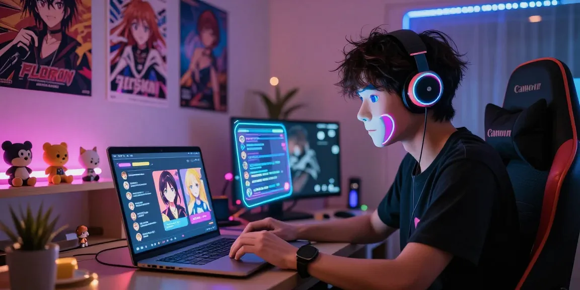 Engaging AI hentai chat interaction in a vibrant virtual anime setting.
