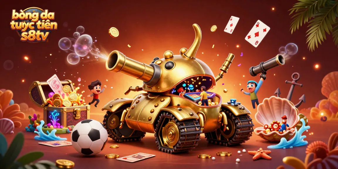 Engage in bóng đá trực tuyến s8tv with a vibrant 3D scene featuring a golden beetle casino and sports elements.