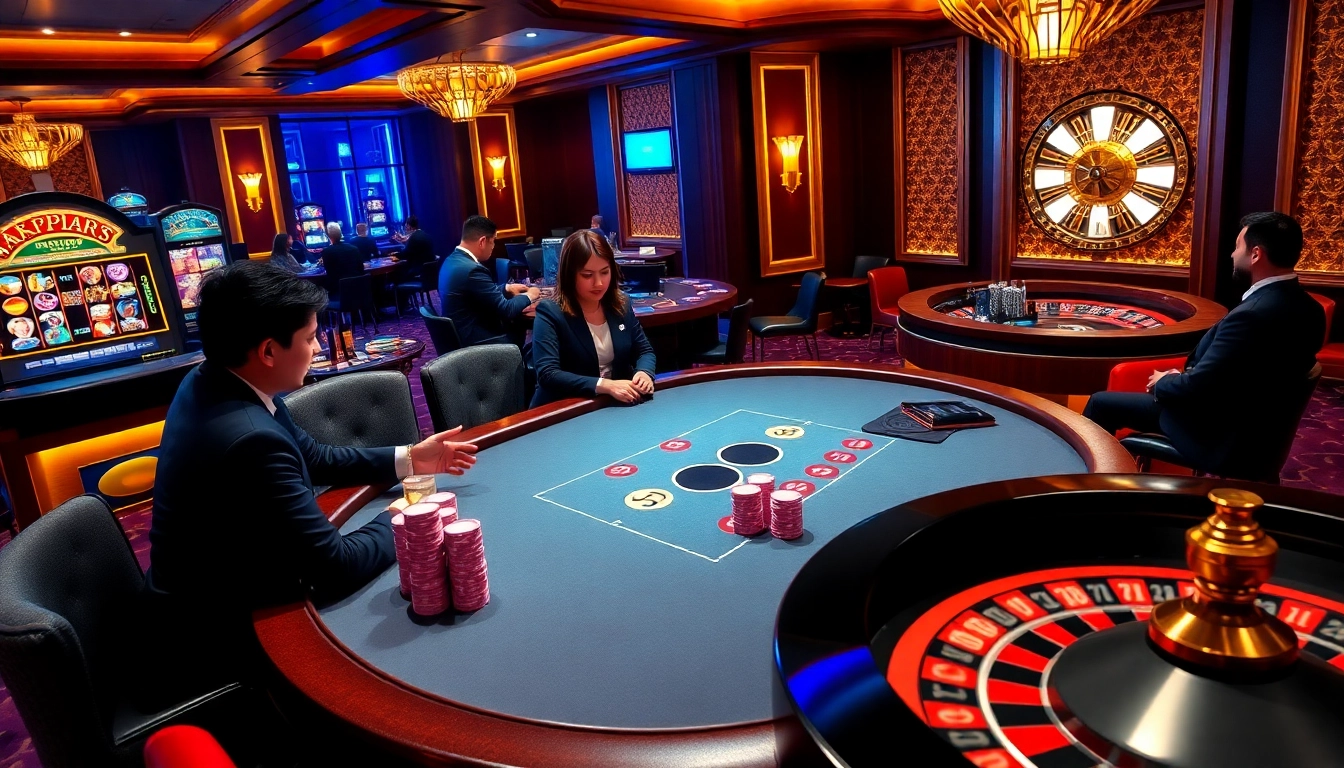 KU88 online gambling table with vibrant poker chips and players enjoying a luxurious casino experience.